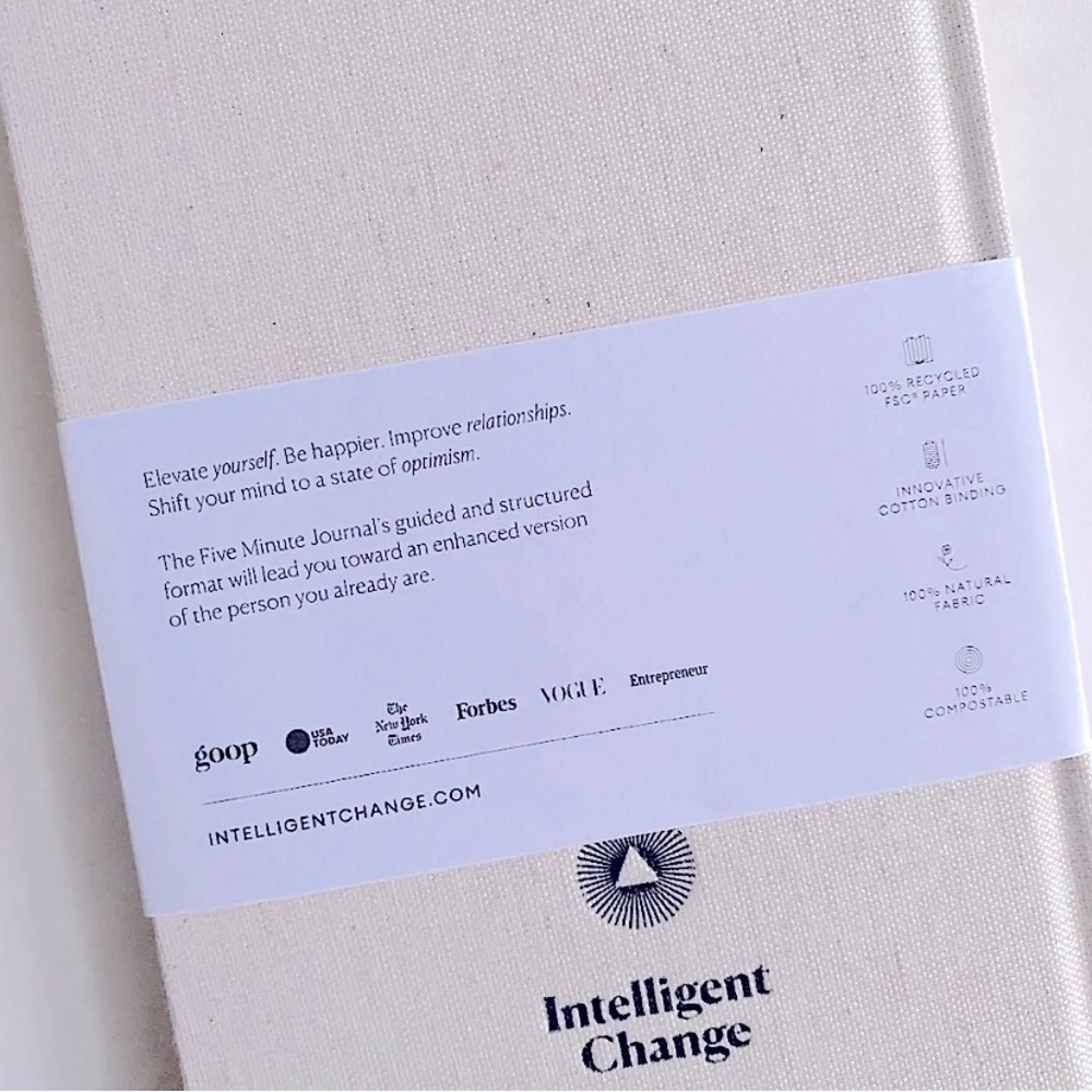 FIVE MINUTE JOURNAL DAILY GRATITUDE AFFIRMATIONS INTELLIGENT CHANGE Beige Linen
